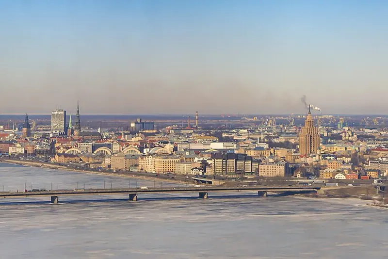 Riga's old town and the Daugava river from above