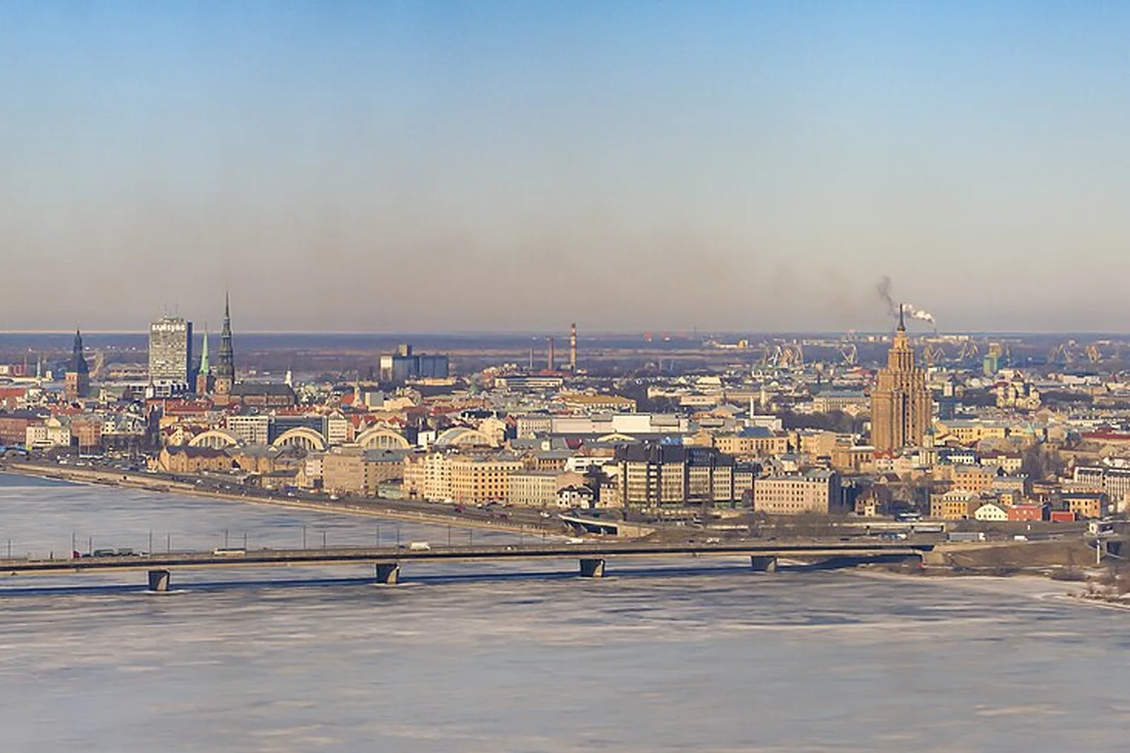 Riga's old town and the Daugava river from above