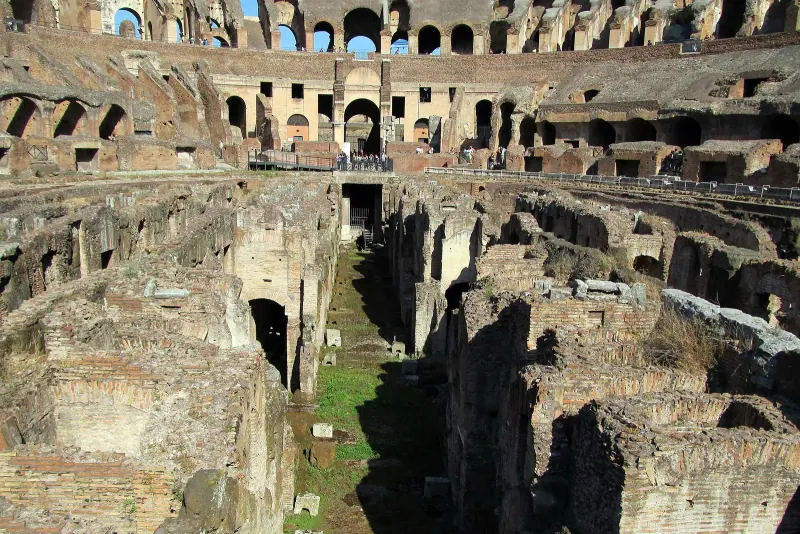 The underground passages of the Colosseum seen from above