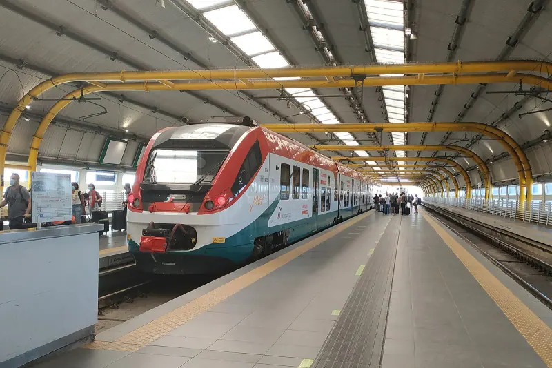The Leonardo Express train at the Fiumicino airport platform