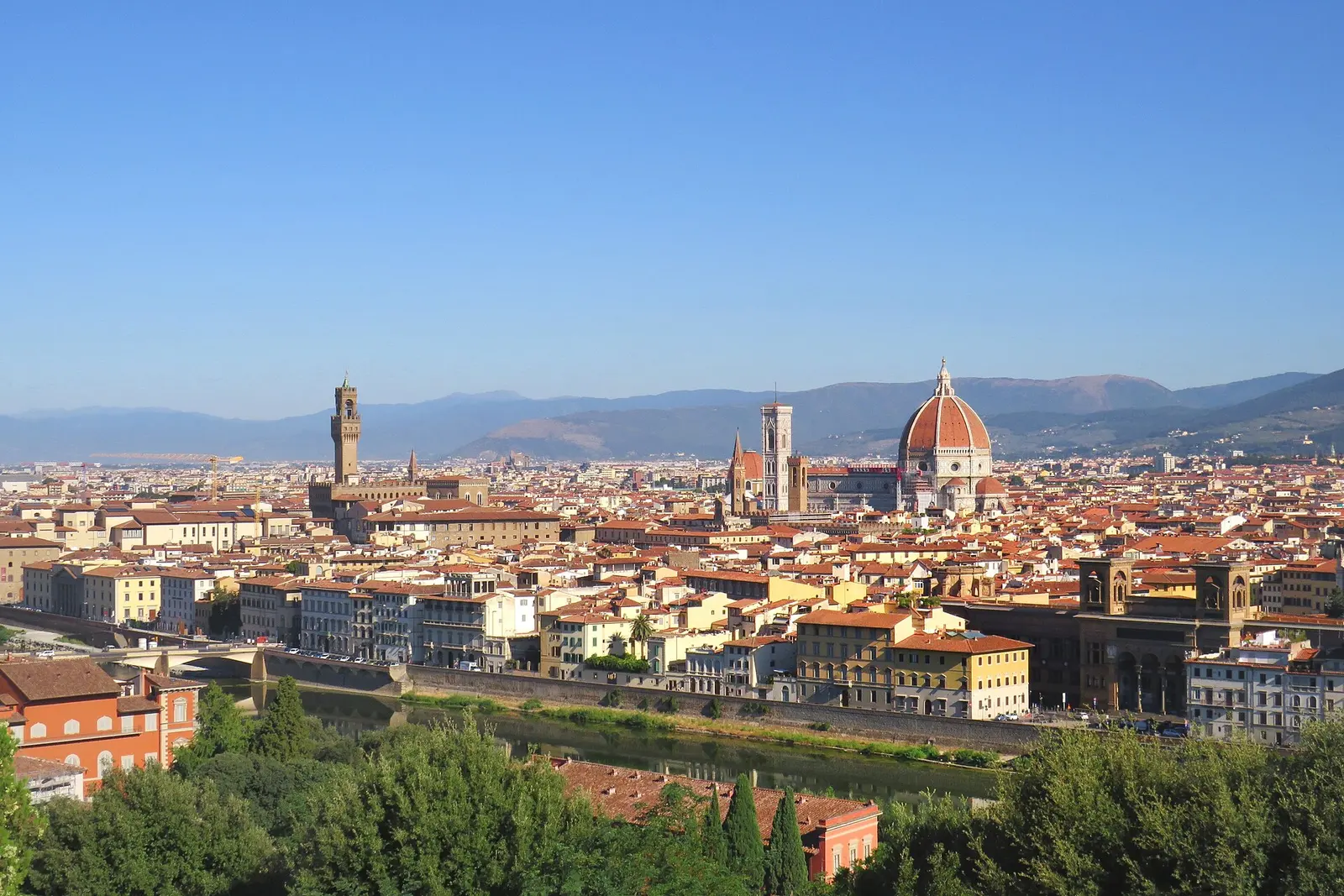 Florence's rooftops and the cathedral dome from Piazzale Michelangelo