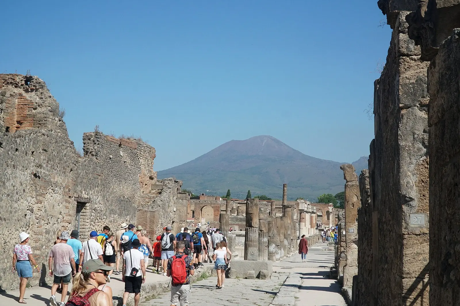 The Forum at Pompeii with Vesuvius behind