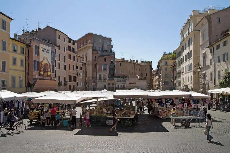 Market stalls in Campo de' Fiori, Rome