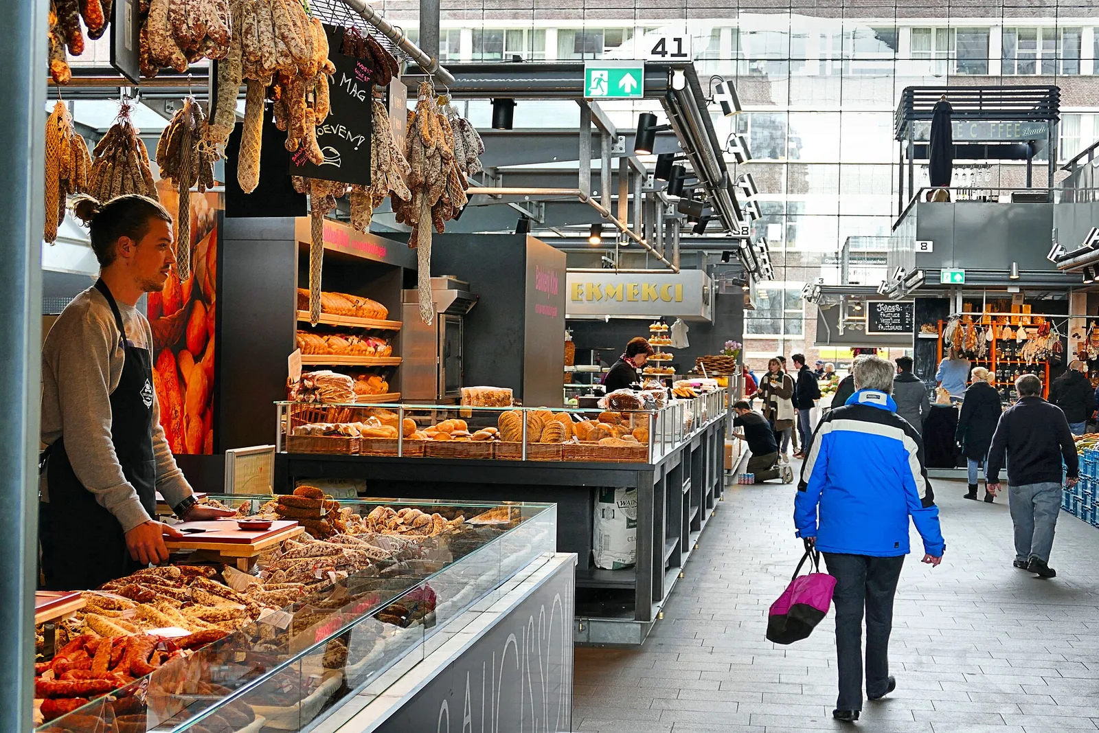 Food stalls inside Rotterdam's Markthal