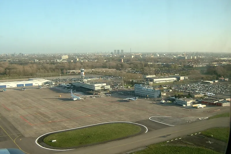 An aerial view of Rotterdam The Hague airport