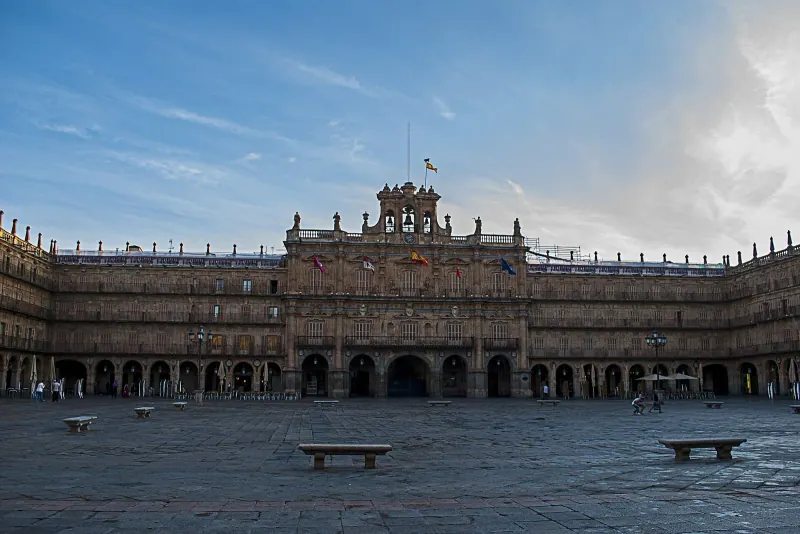The arcaded Plaza Mayor of Salamanca