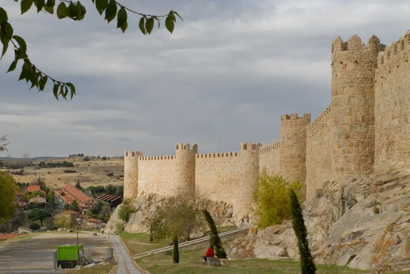 Avila's medieval walls and towers along the ramparts