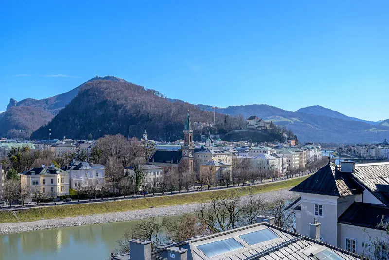 Salzburg's old town along the Salzach river