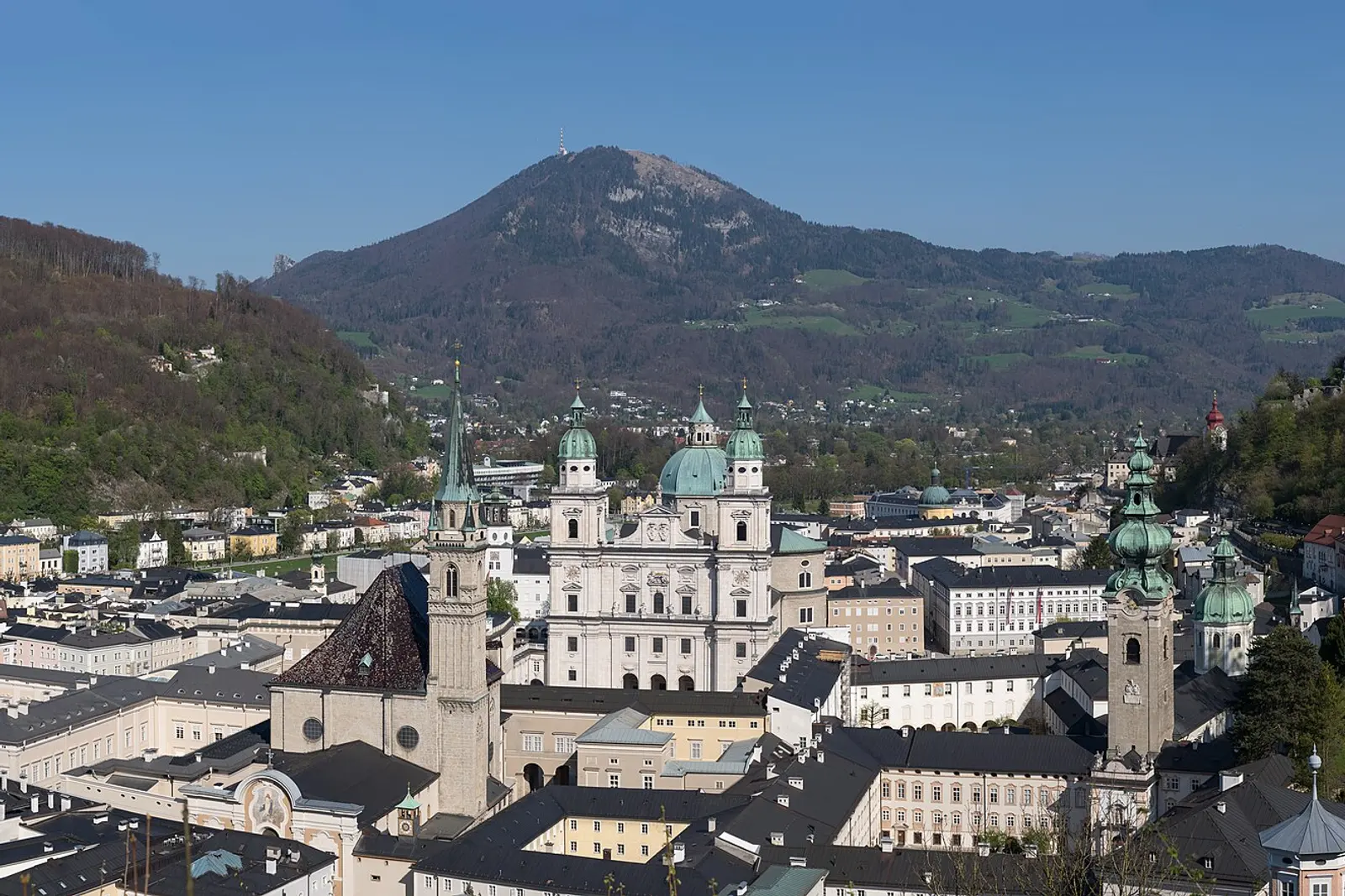 Salzburg's old town and fortress from above
