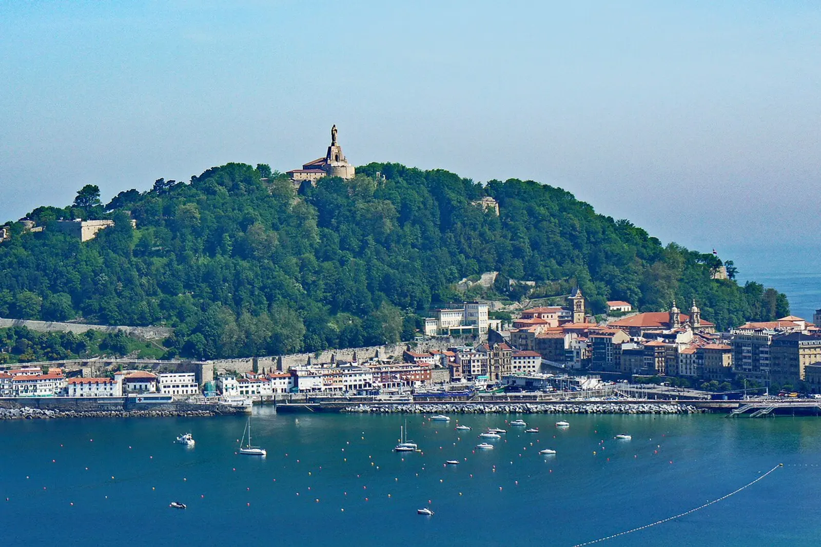 Monte Urgull and the Sacred Heart statue over San Sebastian