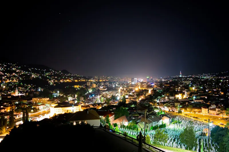Sarajevo's skyline at night