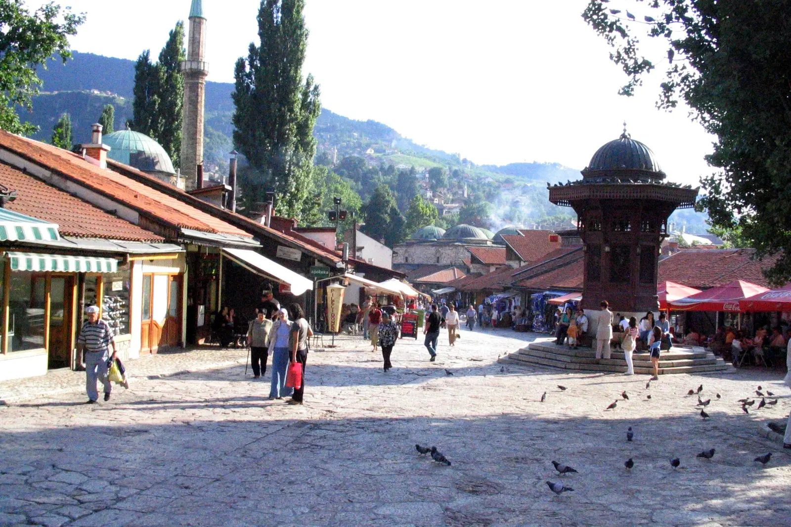 A view over Sarajevo's rooftops and minarets from the Yellow Fortress above the old town
