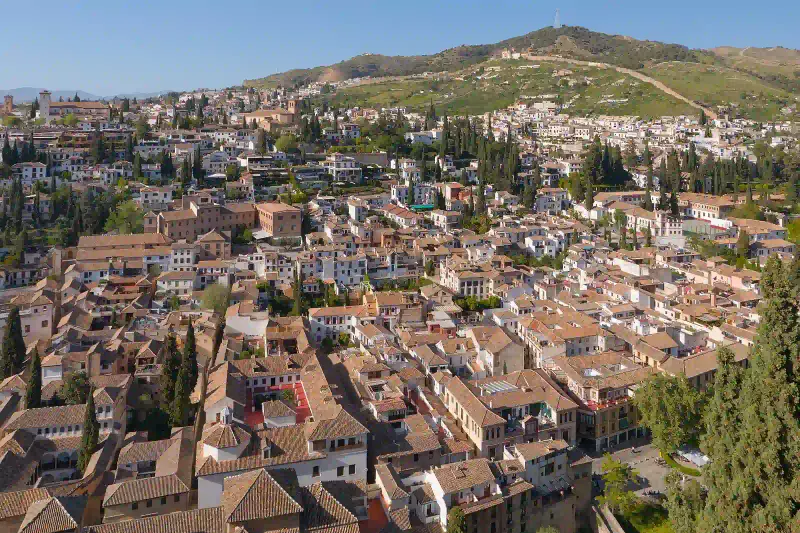 View from the Alhambra over the Albaicin quarter of Granada