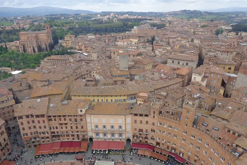 The Torre del Mangia and Piazza del Campo from above