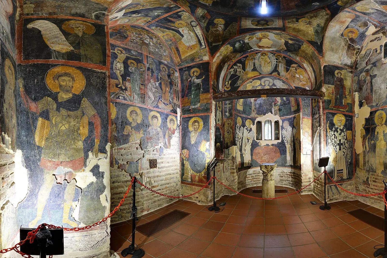 Medieval frescoes covering the interior walls of Boyana Church