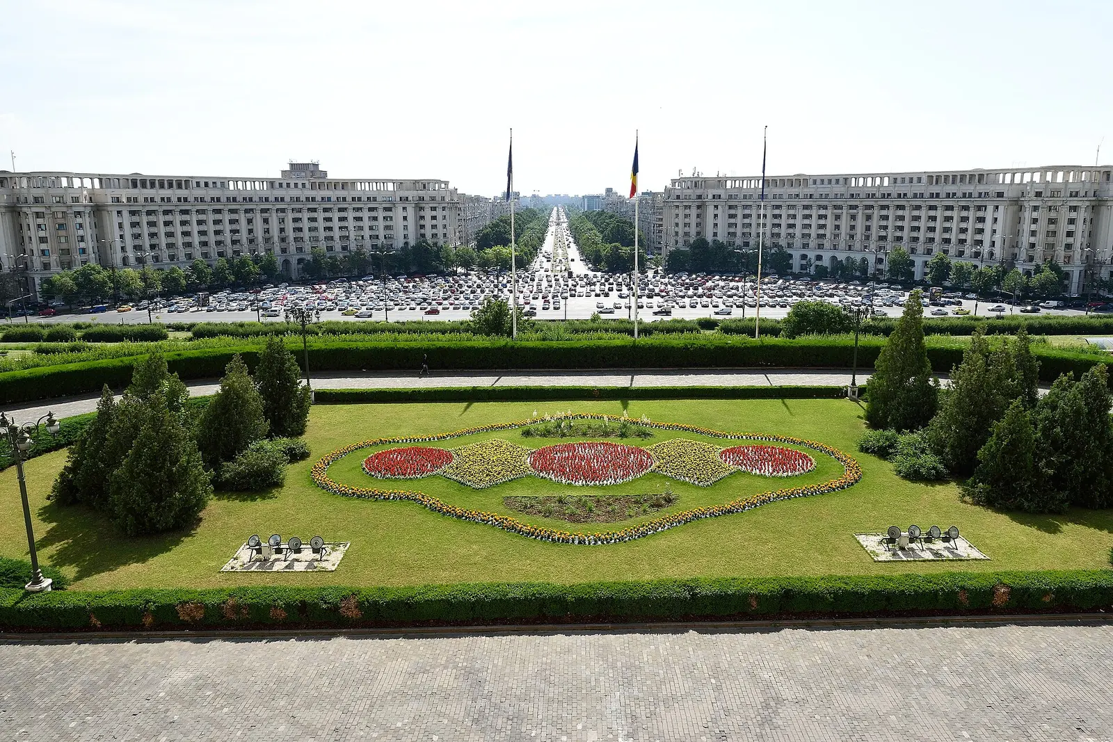 The Palace of Parliament in Bucharest from above