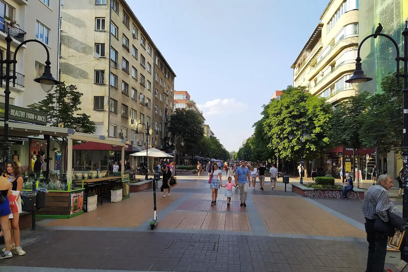 Pedestrians on Vitosha Boulevard in central Sofia