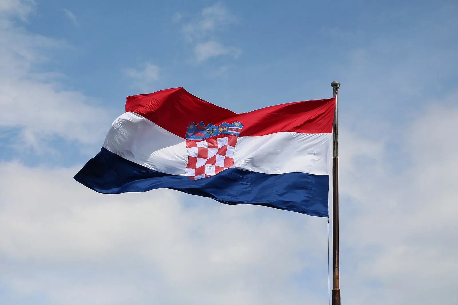 The Croatian flag flying over Marjan hill in Split