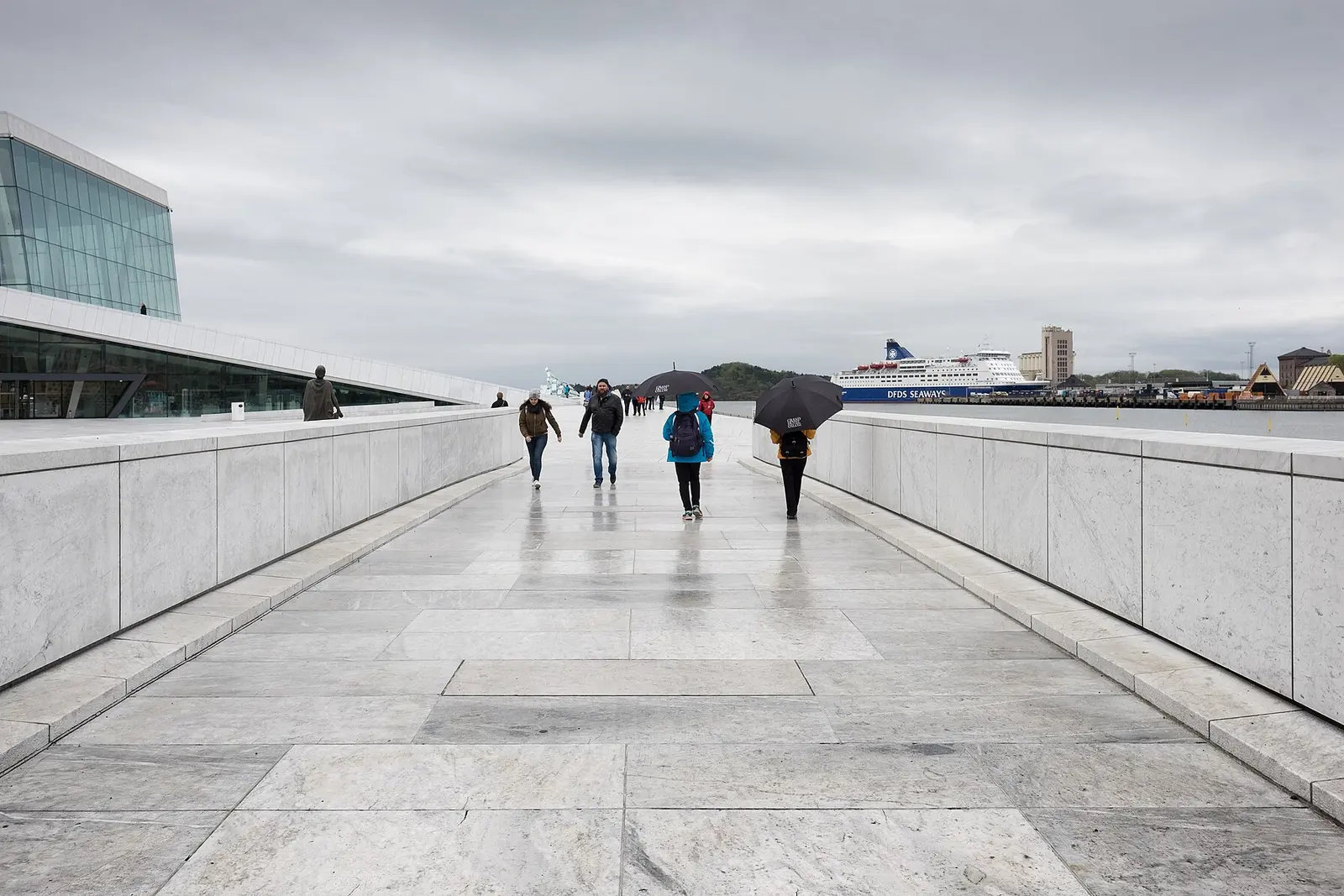 The walkable sloping marble roof of Oslo Opera House