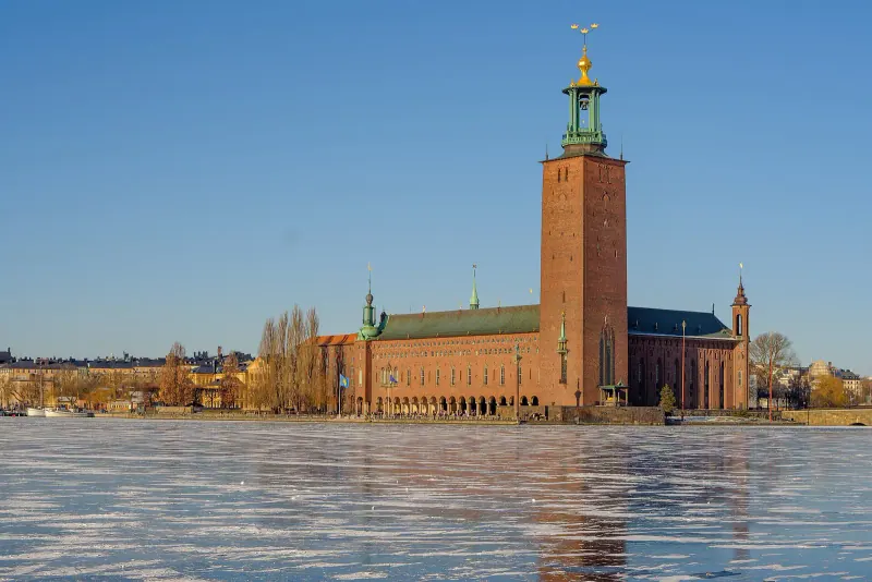 Stockholm City Hall seen across the water