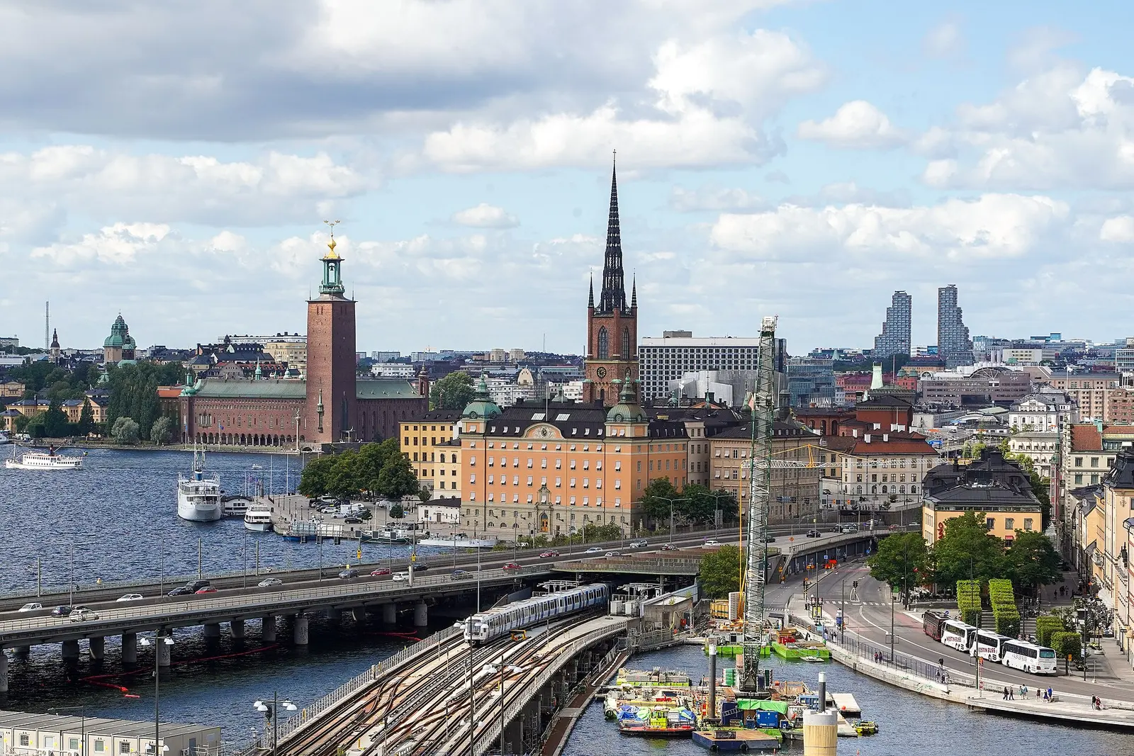 Gamla Stan and Riddarholmen seen across the water in Stockholm