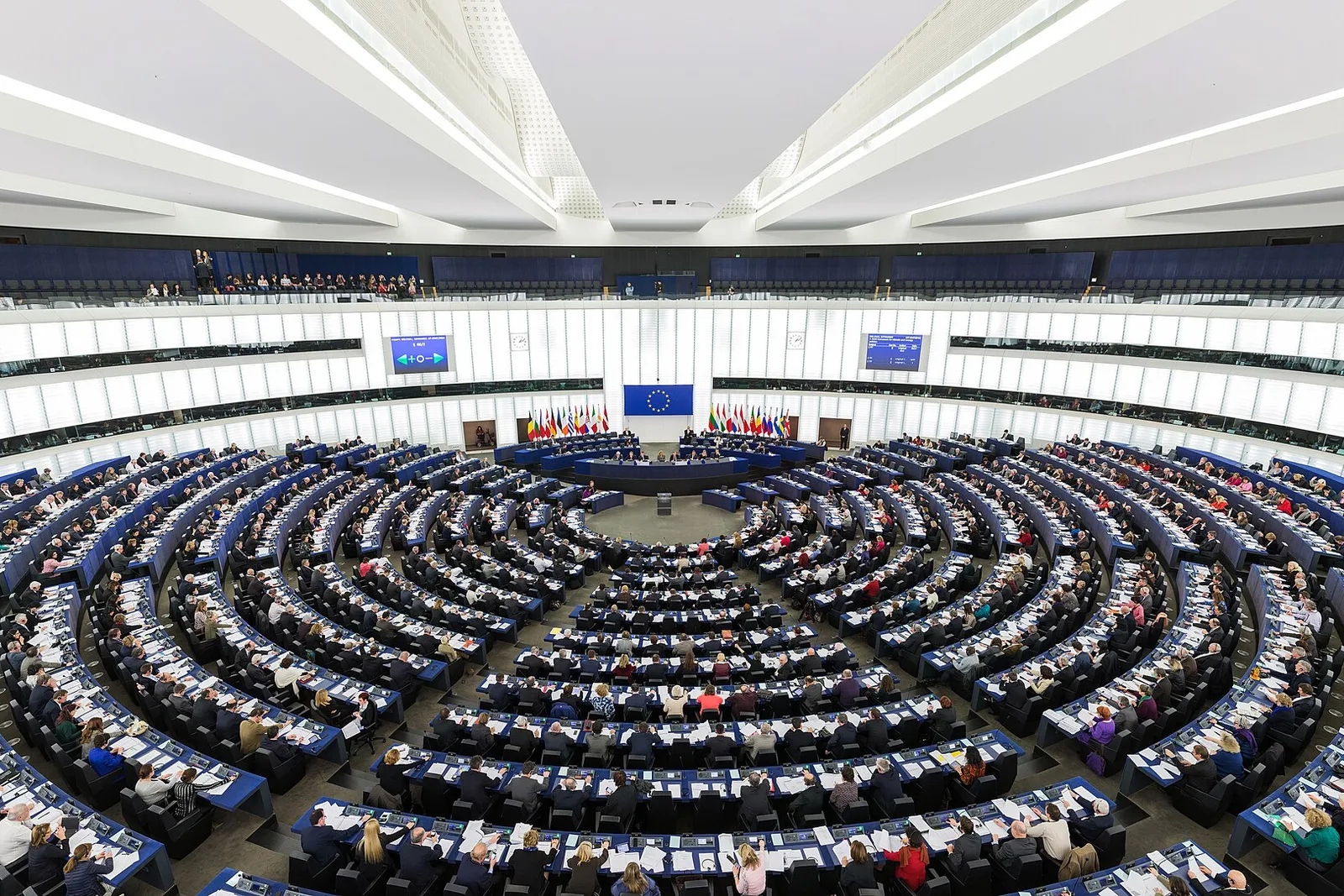 Inside the hemicycle of the European Parliament in Strasbourg