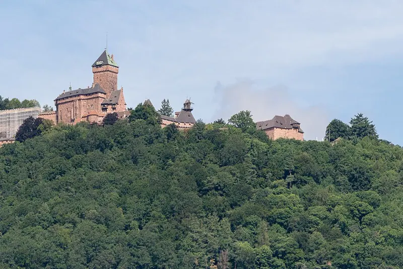 Haut-Koenigsbourg castle above the Alsace plain