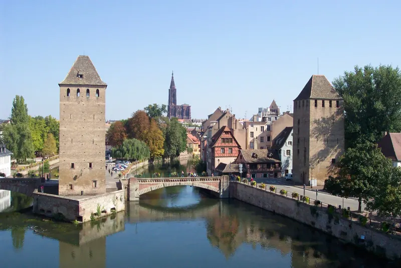 The Ponts Couverts towers and Strasbourg cathedral