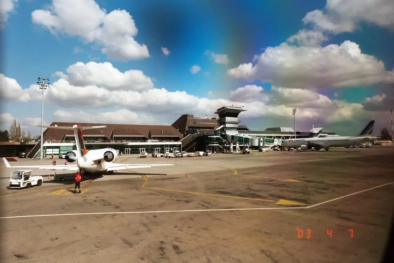 A plane on the apron at Strasbourg airport