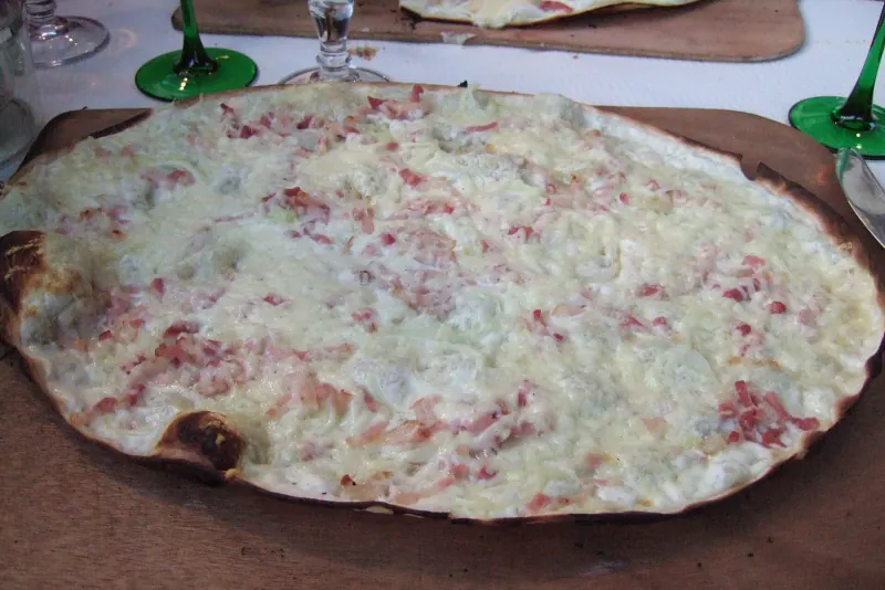 A tarte flambee, the Alsatian flatbread