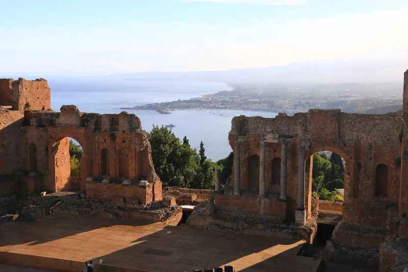 The Taormina coast looking north along the Ionian shore