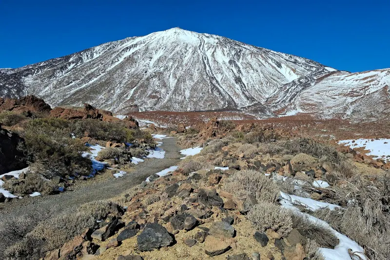 Mount Teide rising over the volcanic landscape of Teide National Park