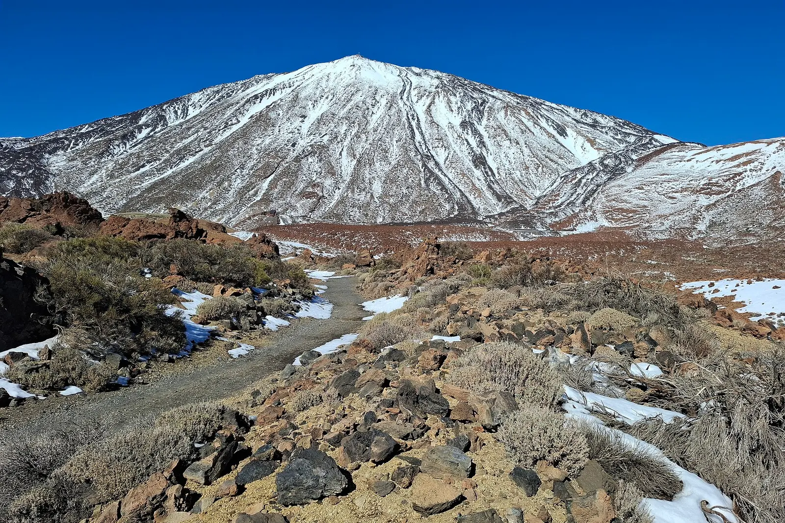 Mount Teide rising over the volcanic landscape of Teide National Park