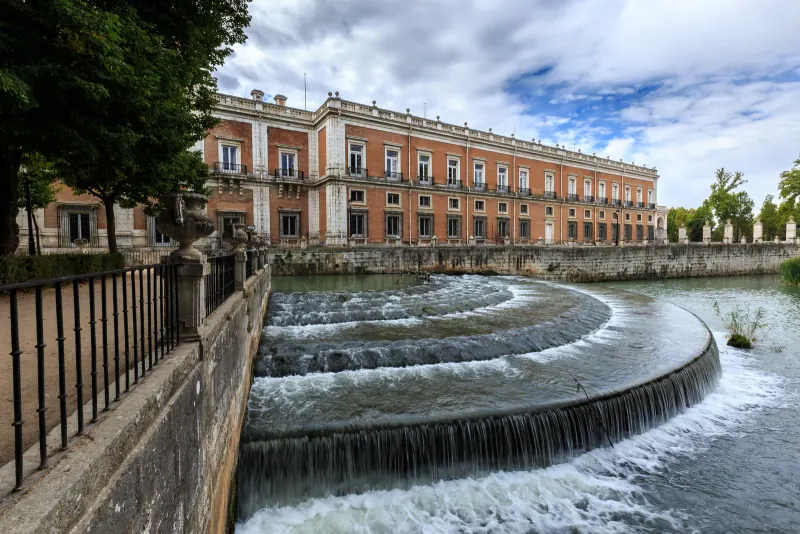 The Royal Palace of Aranjuez fronted by its formal gardens