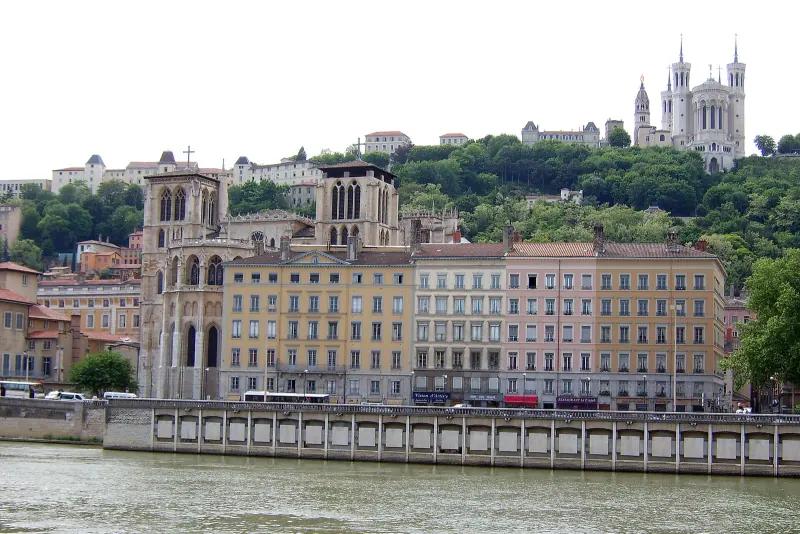 Fourviere basilica over the Saone in Lyon