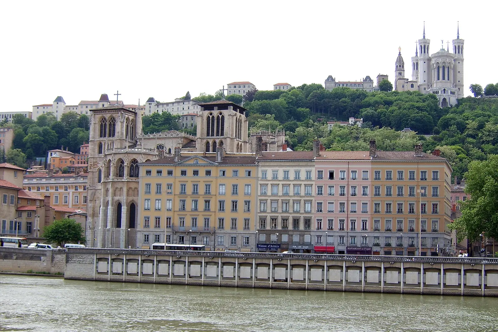 Fourviere basilica over the Saone in Lyon