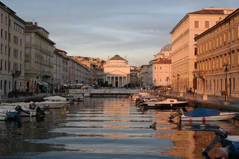 The Canal Grande in Trieste at sunset