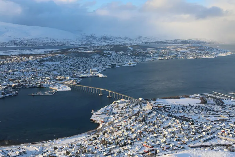 Tromso's bridge under winter skies