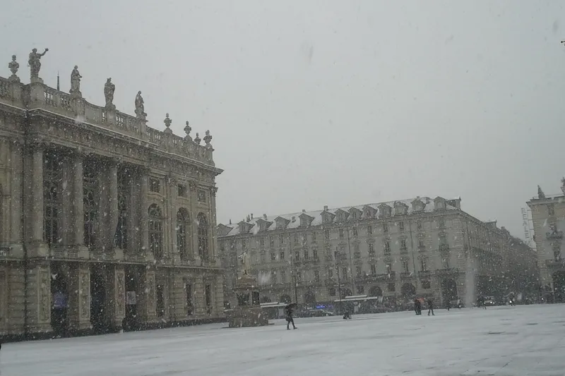 Palazzo Madama and Piazza Castello in the snow