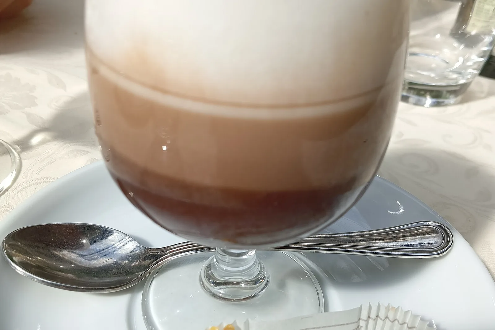 A bicerin, the layered Turin coffee and chocolate drink