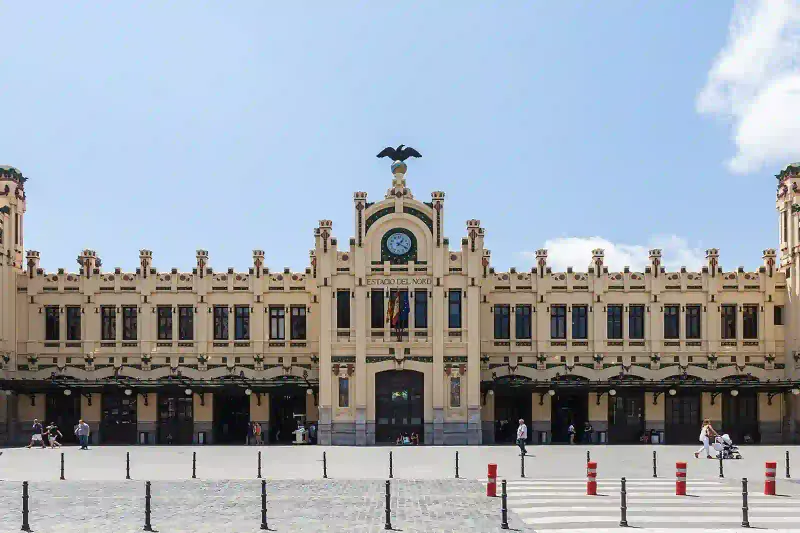 Modernist facade of Estacio del Nord station in Valencia
