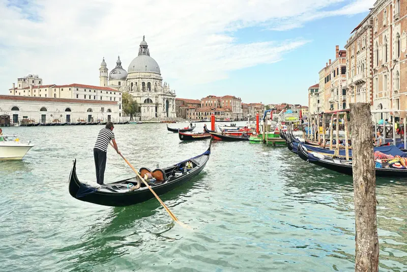 A gondola on the Grand Canal near Santa Maria della Salute