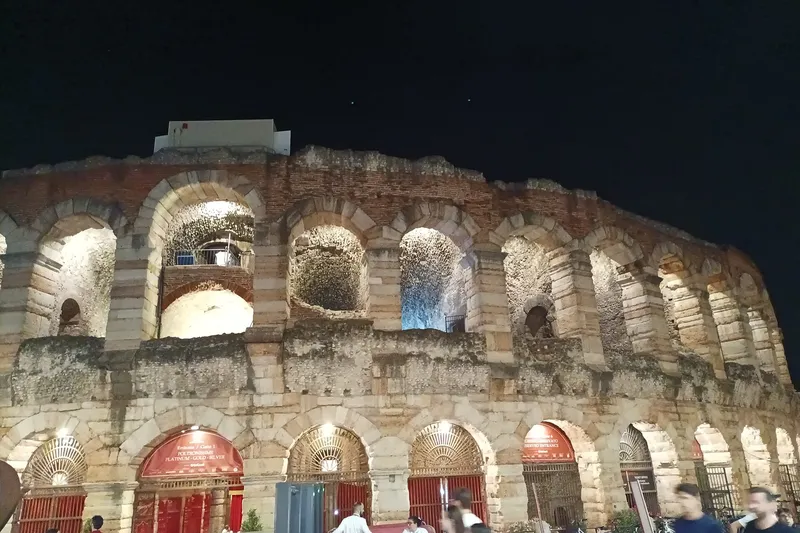 The Arena di Verona lit up at night