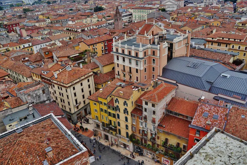 Verona rooftops seen from the Torre dei Lamberti