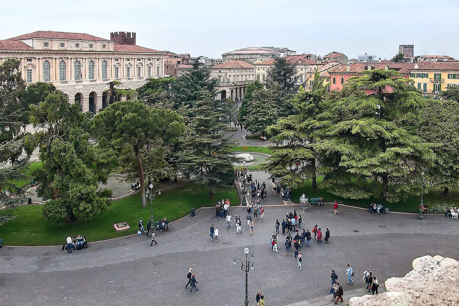 Piazza Bra seen from the Arena in Verona