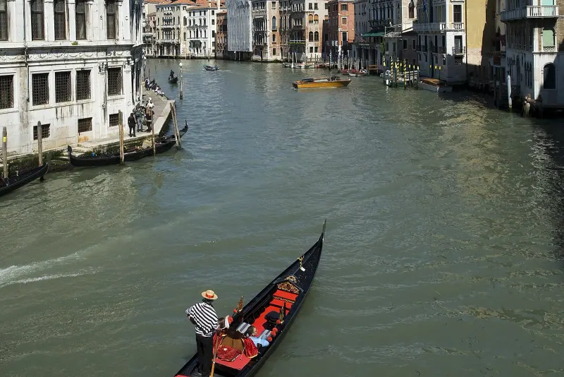 A gondola on the Grand Canal in Venice