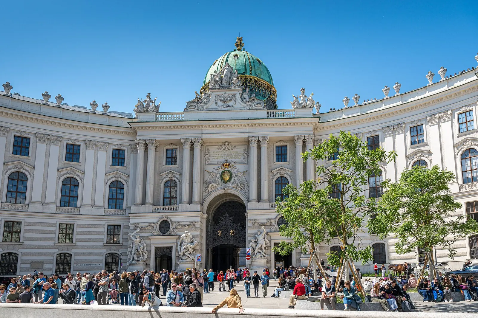 The Hofburg facade and dome on Michaelerplatz in Vienna