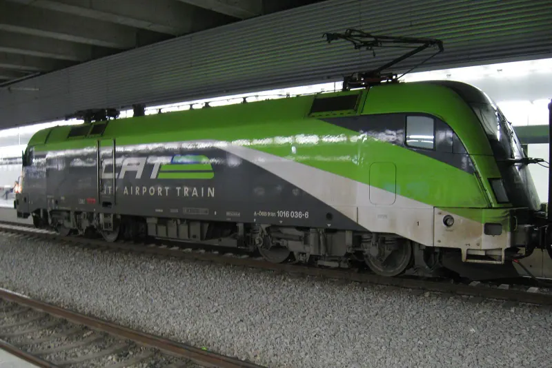 A City Airport Train at a platform in Vienna
