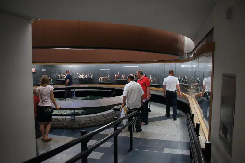 Visitors viewing the 360-degree Raclawice Panorama painting