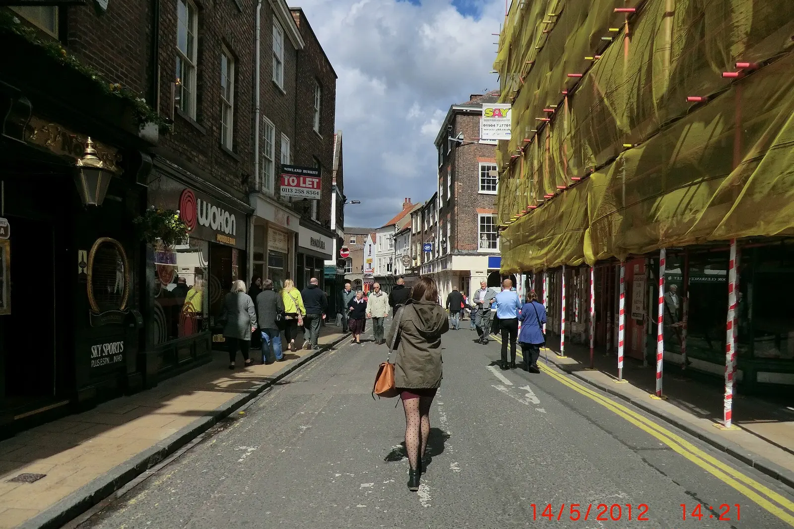 A pedestrianised shopping street in central York